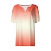 Women's Fashion Casual Vintage Gradient V-Neck Short Sleeve Decorative Button T-Shirt Top