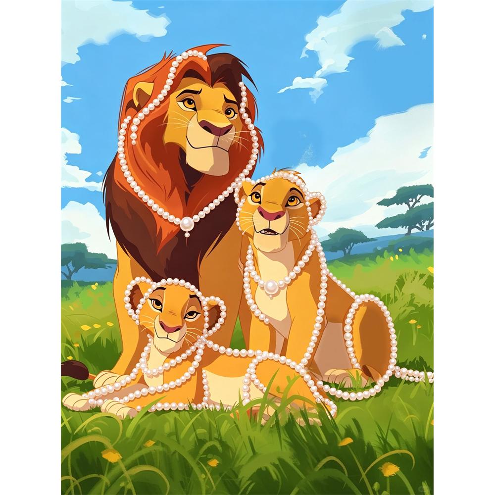 Disney Жемчужное искусство Муфаса Нала и Молодой Симба Креативная иллюстрация в жемчужном стиле 5D DIY Жемчужная вышивка Мозаика Набор для вышивания крестиком для домашнего декора