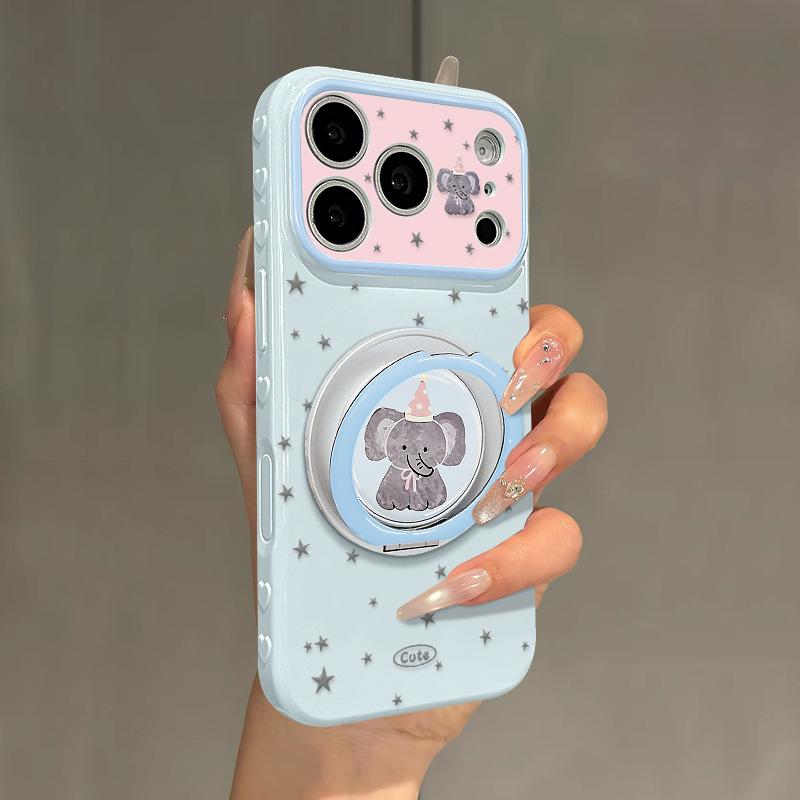 Подходит для чехла iPhone 17promax 15 высокая ценность 16 звезд слоненок 14 вращающаяся подставка 13 милый 12 мягкий