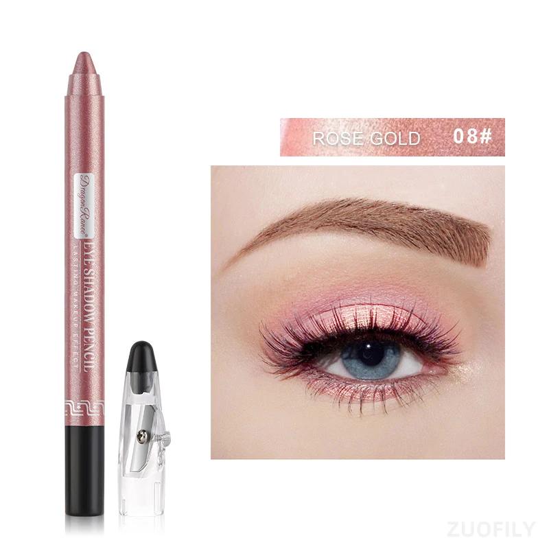 12 Color Highlighter Eyeshadow Pencil Waterproof Glitter Matte Nude Eye Shadow Makeup Pigment Cosmetics Blue White Eyeliner Pen