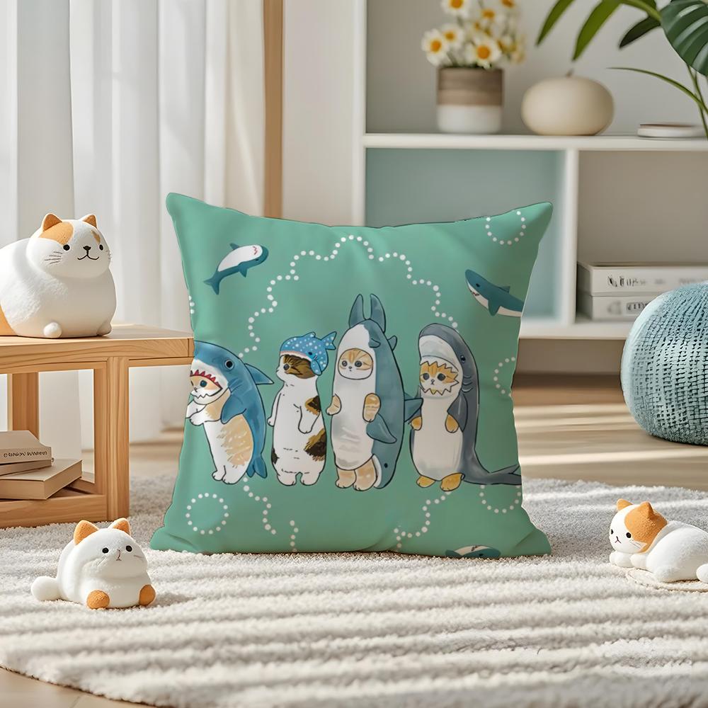 Luxury Cute mofusand cat Pillow Case Silky elegant Comfort Sofa Bed Invisible zipper