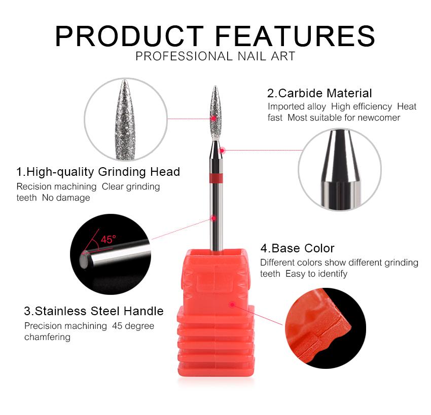 kads 1pc Nail Drill Bit Fine Size Nail Milling Cutter Manicure Tool Nail Gel Polishing Remove Tool