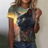 Flower Cat Pattern T-Shirt Women Colorful Animal 3D Printed T Shirts Summer Casual Harajuku Loose Tops Short Sleeves O-Neck Tees