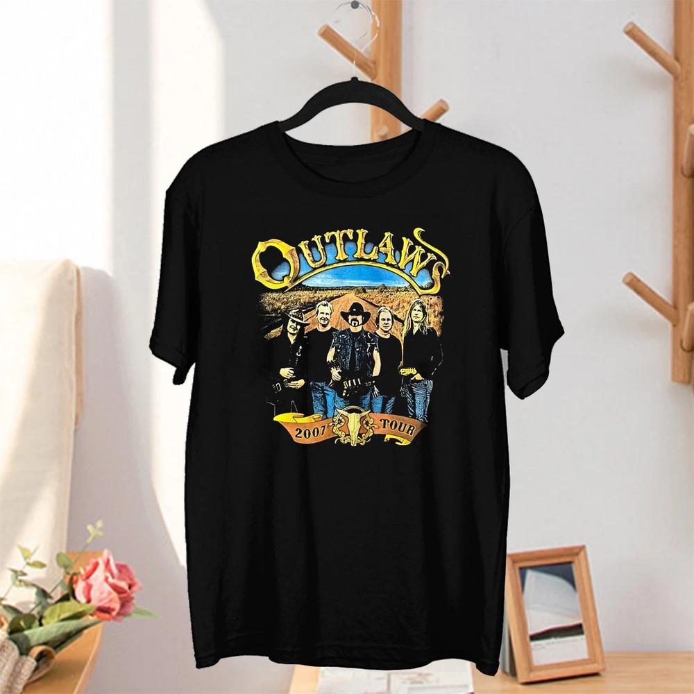 The Outlaws Band 2007 Tour Unisex Black Cotton FUll Size Unisex T-Shirt
