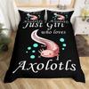 Cartoon Axolotl Duvet Cover Full For Kids Boys Girls Toddlers Kawaii Axolotl Bedding Set Cute Sea Weed Coastal Comforter Cover