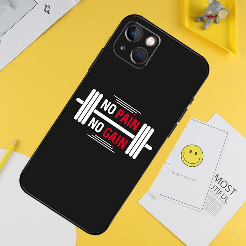 No Pain No Gain Training Phone Case For iPhone 16 Pro 15 Pro 13 12 Mini 11 14 Pro Max XR 16 15 Plus 16e Cover Coque