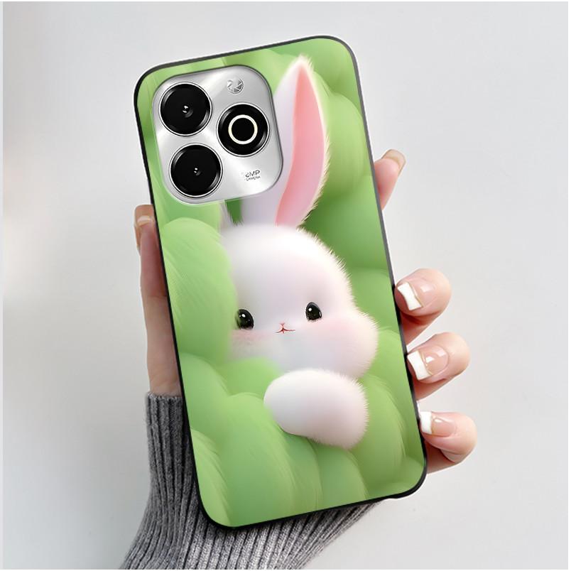 Phone Case For Umidigi G100X / G9X Case Luxury Cute Love Heart Rabbit Cartoon Funny Cover Black Soft Silicone Protective Casing