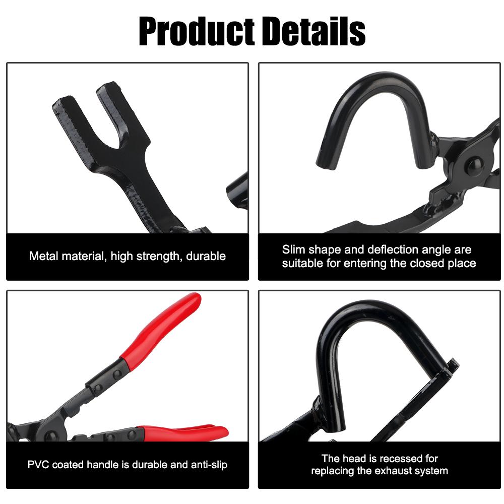 Exhaust Hanger Removal Puller Exhaust Pipe Gasket Removal Plier Car Exhaust Rubber Pad Pliers Anti-Slip Handle Tools