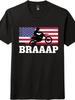 Креативная футболка унисекс с принтом флага BRAAAP Motocross, Летний юмористический топ на байкерскую тематику