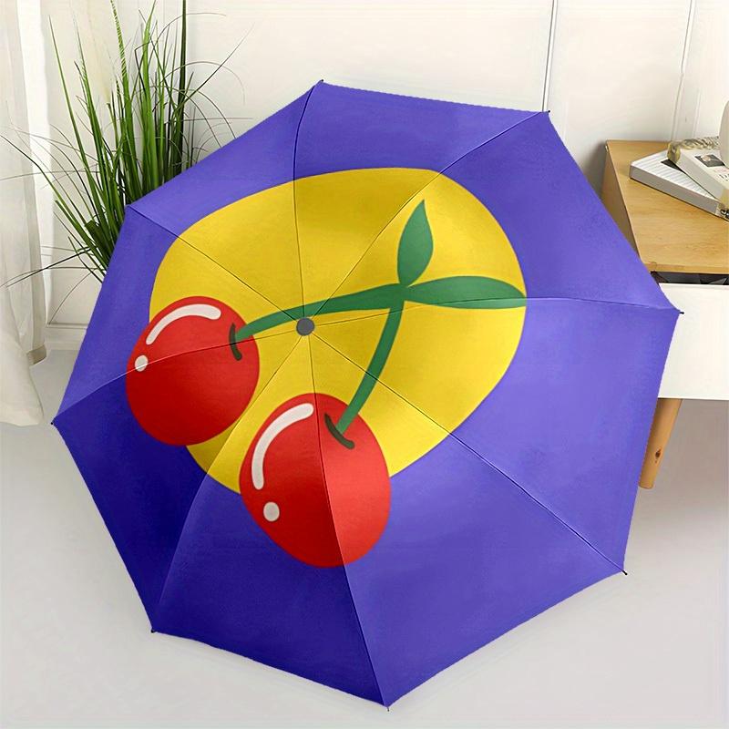 1pc Cherries Automatic Folding Umbrella, Portable & Foldable Design with 8 Ribs, Casual Outdoor Accessory yy250805153