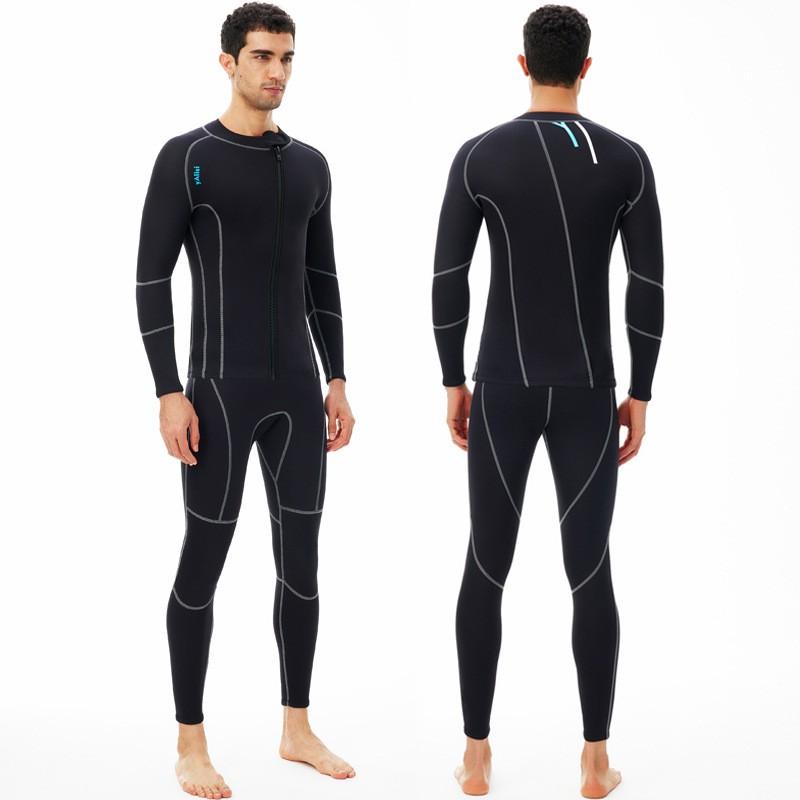3mm Neoprene Wetsuit Set Women Men Long Sleeve Top Pants Diving Snorkeling Surfing Swimming In Warm Water