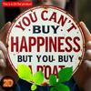 2d Flat 20*20cm  "You Can't Buy Happiness, But You Can Buy A Boat", Wall Decoration for Homes, Offices, Porches, or Gifts, Wooden Outdoor Decoration.