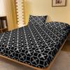 1 Simple Modern Geometry Printed Matte Fitted Sheet, Bedroom Printed Bed Cover, Bedding (Excluding Pillowcases)
