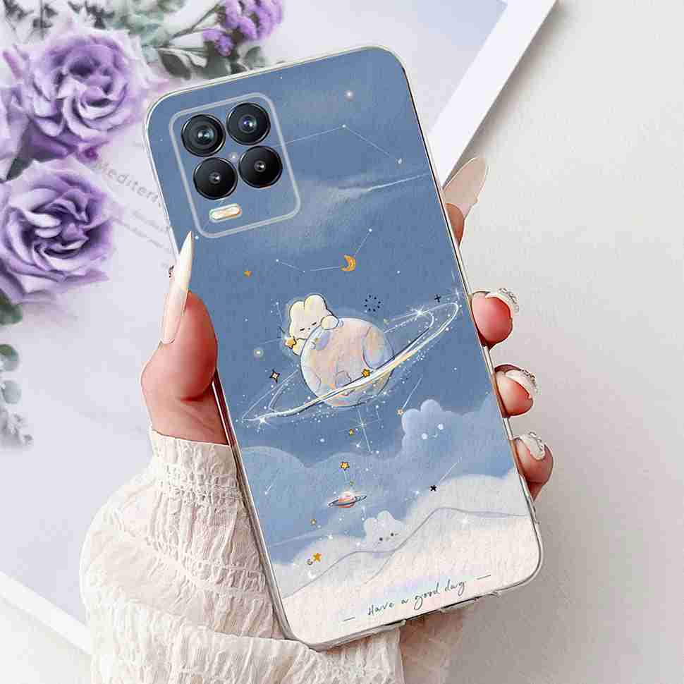 For Realme 8 4G RMX3085 Case Fashion Painted Flowers Soft Silicone TPU Cover For Oppo Realme8 realme 8 6.4" Phone Shell Bumper