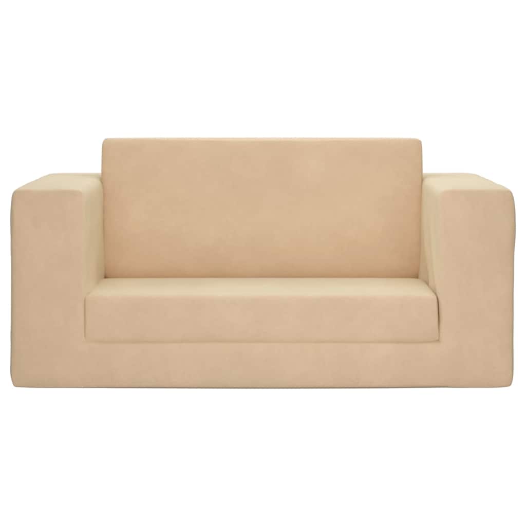 Vidaxl 2-Os. Sofa Dla Dzieci, Rozkładana, Kremowa, Miękki Plusz