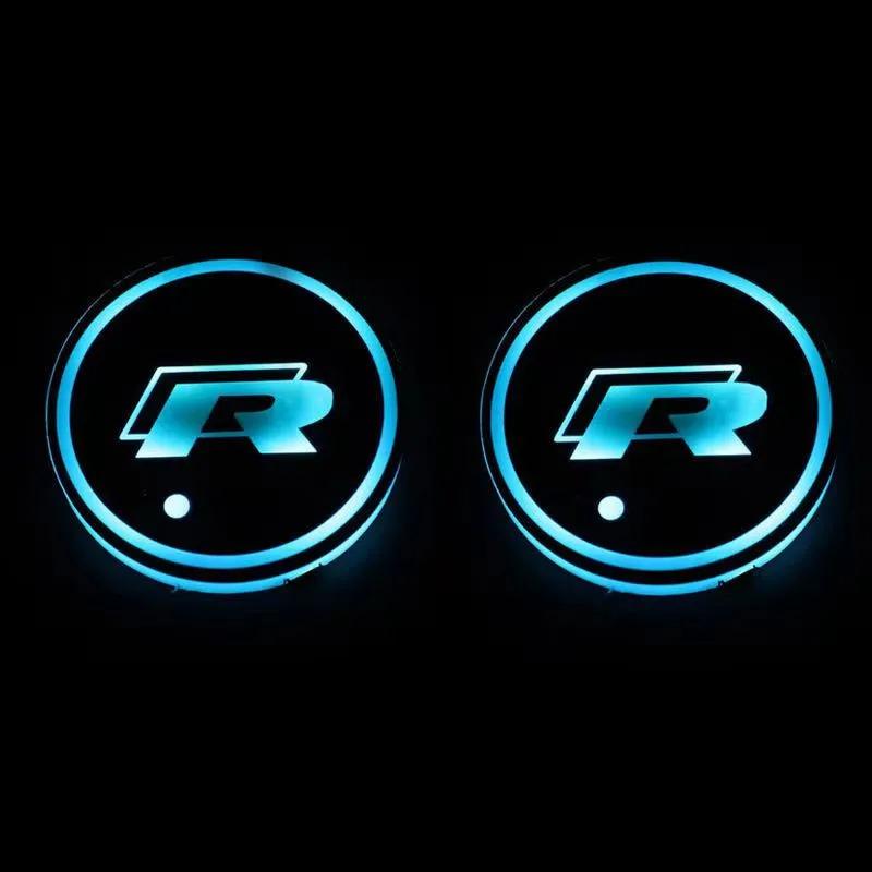 2026 Hot For VW VOLKSWAGEN New 7 Color LED Car Cup Holder Light Luminous Coaster Water Cup Pad For VW Volkswagen Polo Jetta Golf