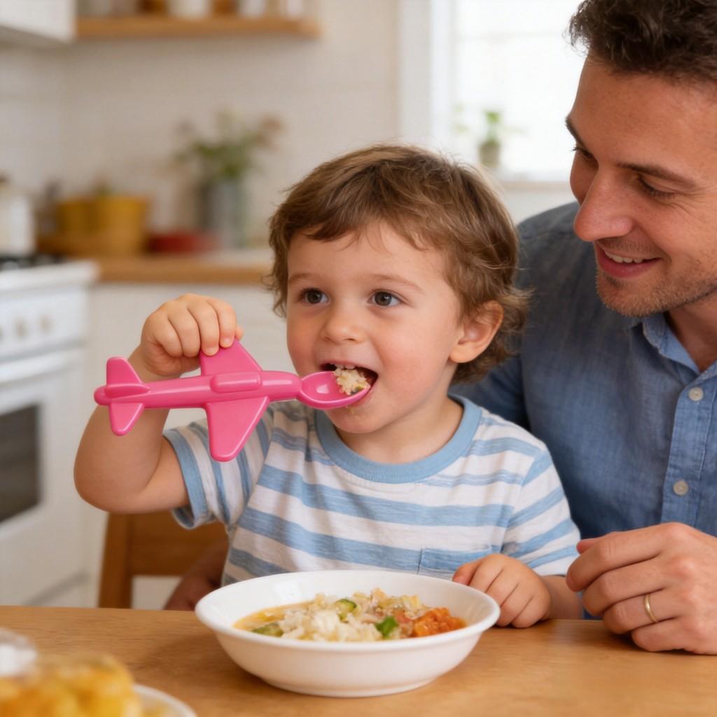 Childrens Airplane Shaped Plastic Spoon With Cute Design For Kids Meals And Gifting