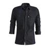 Men's Casual Solid Color Long Sleeve Lapel No-Iron Denim Shirt