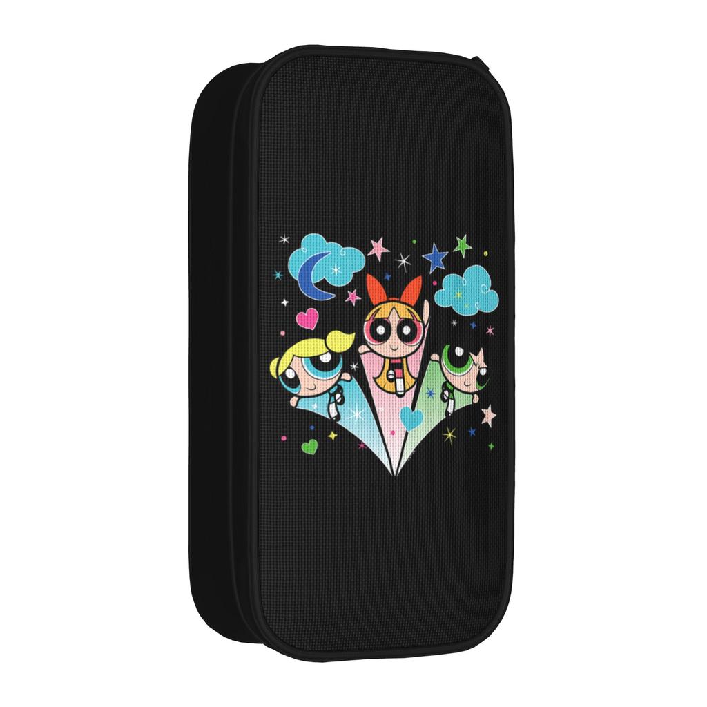 P-Powerpuffs Girl Cartoon Pencil Cases Cute Pen Bag Girl Boy Large Storage School Supplies Gifts Pencilcases