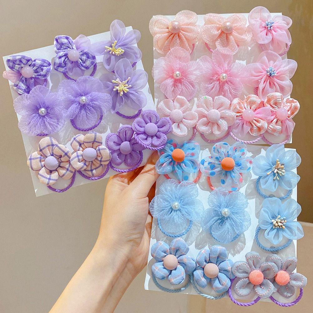 10 шт./набор сетчатых цветов держатель для хвостика красочные резинки для волос милые детские резинки для волос