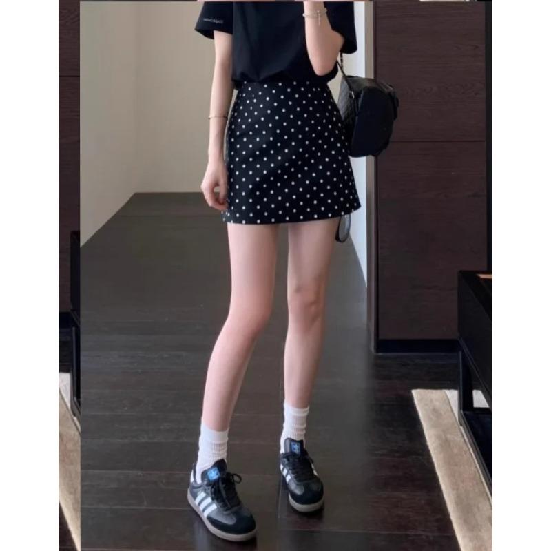 Белая юбка А-силуэта с принтом в горошек для женщин, новый стиль, маленькая короткая юбка