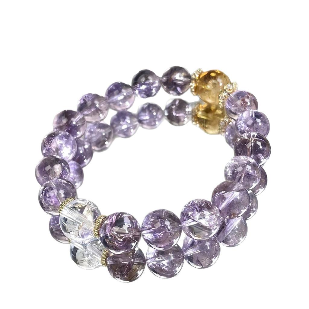 Аметистовый браслет для подруг, фиолетовые бусины Azeztulite «дробленый лед», ощущение высокого качества, приносит удачу