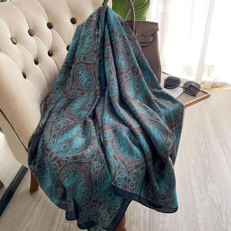 Print Scarf Blue and Green Totem Big Women Shawl Beach Towel Women