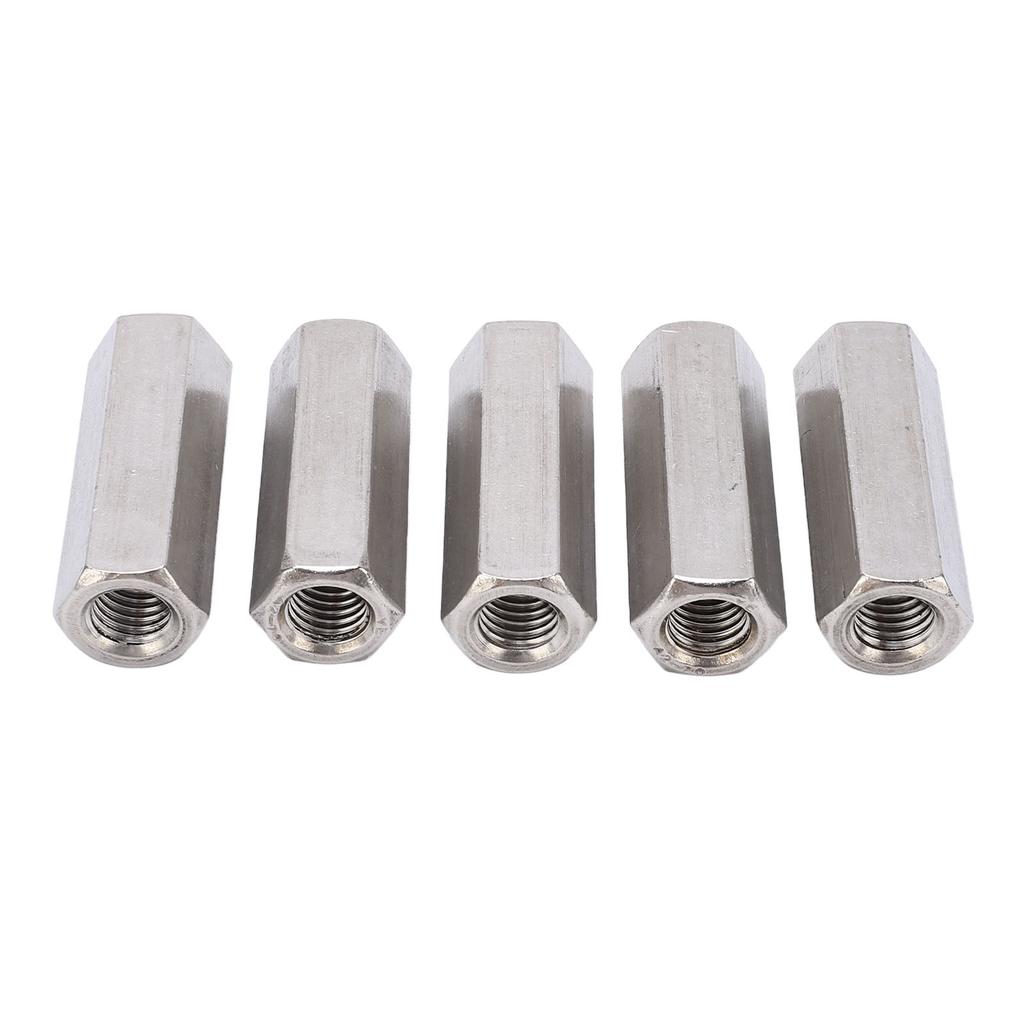 5 шт. Серебристые шестигранные соединительные гайки M12, устойчивые к коррозии, прочные, из нержавеющей стали 304, набор соединительных гаек