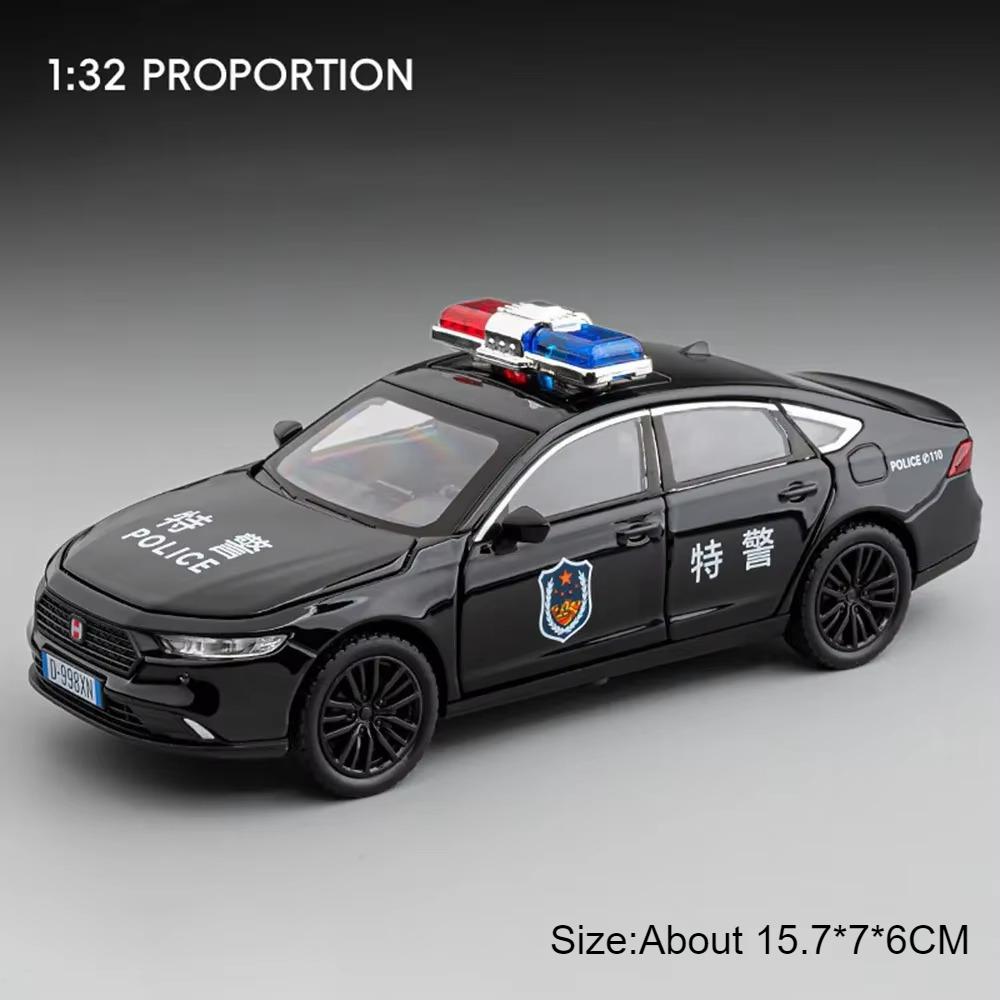1:32 DongFeng MengShi Honda Accord Police Car Model Toy Metal Diecast Pull Back Doors Opend Vehicles Models Boys Holiday Gifts ED4