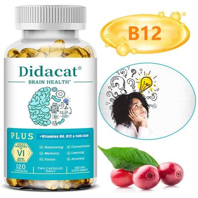 Didacat Brain Health Softgels, B6 B12 Folic Acid, Coffee Fruit, PS, 120 Caps