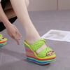 Wedges Sandals Women Summer Casual Slides Fashion Candy Color Shoes Woman Platform High Heel Slippers Sandales Large Size 34-43