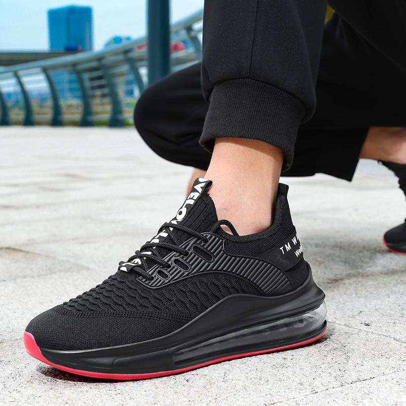 Men’s Sports Shoes Black Running Sneakers Grey White Air Cushion Basketball Shoes Students Over Sized Tennis Shoes
