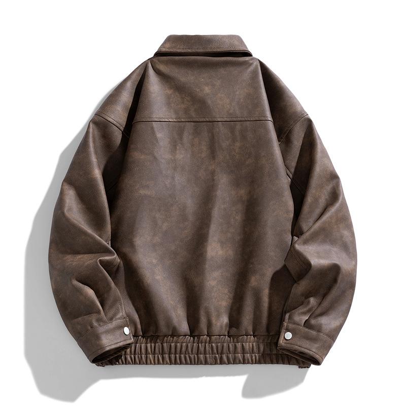 Ретро-куртка из искусственной кожи, универсальные модели для мужчин и женщин, весенне-осенняя трендовая свободная кожаная куртка, куртка-инструмент