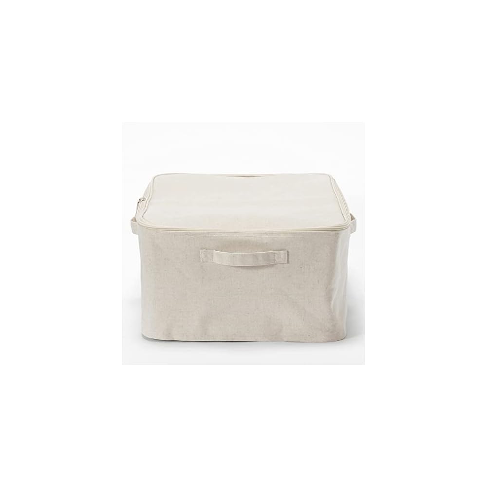 MUJI Soft Box, Large, 59cm (W) x 39cm (D) x 23cm (H), Polyester Linen, Clothing Storage Case, Item