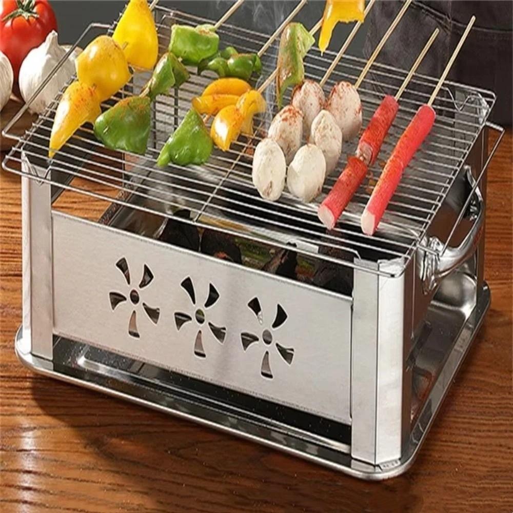 Heavy-Duty Rectangular Fish Grill Stainless Steel Korean BBQ Pot Grilled Fish Plate Household