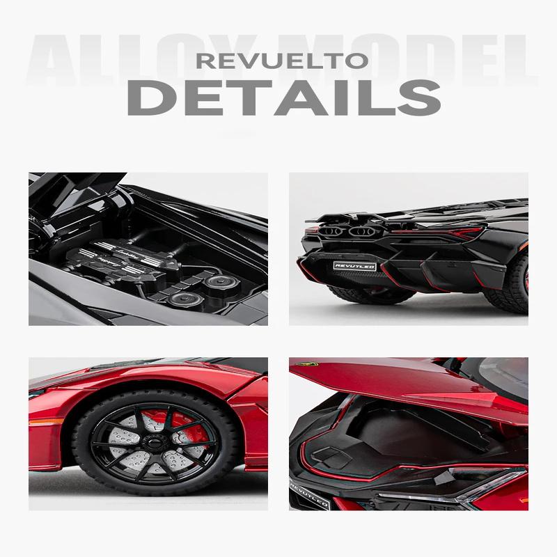 1:24 Lamborghini Revuelto Super Sports Car Alloy Car Die литье игрушечная машинка металлическая игрушечная машинка модель звук и свет инерционный механизм коллекция детская игрушка