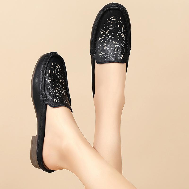 Women's Backless Sandals Summer Slip-on Flats Mule Shoes Closed Toe Slippers Lady Comfort Casual Travel Mule