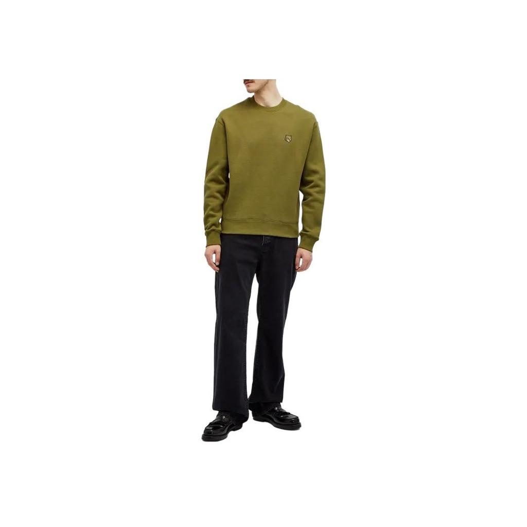 Maison Kitsune Fox Head Patch Crewneck Long Sleeve Sweatshirt Men sweatshirt Green MM00316KM0307-P384