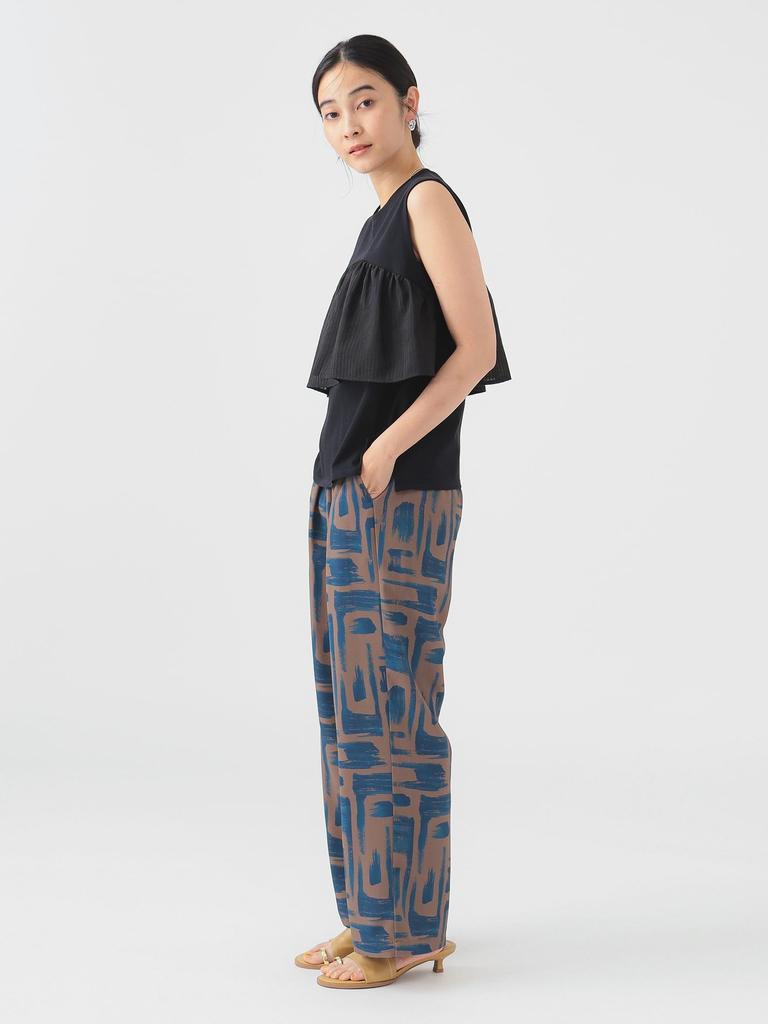 LIFE STORE by BEAMS TEE Mixed Material Ruffle Top Black Free BMING S/S Women's