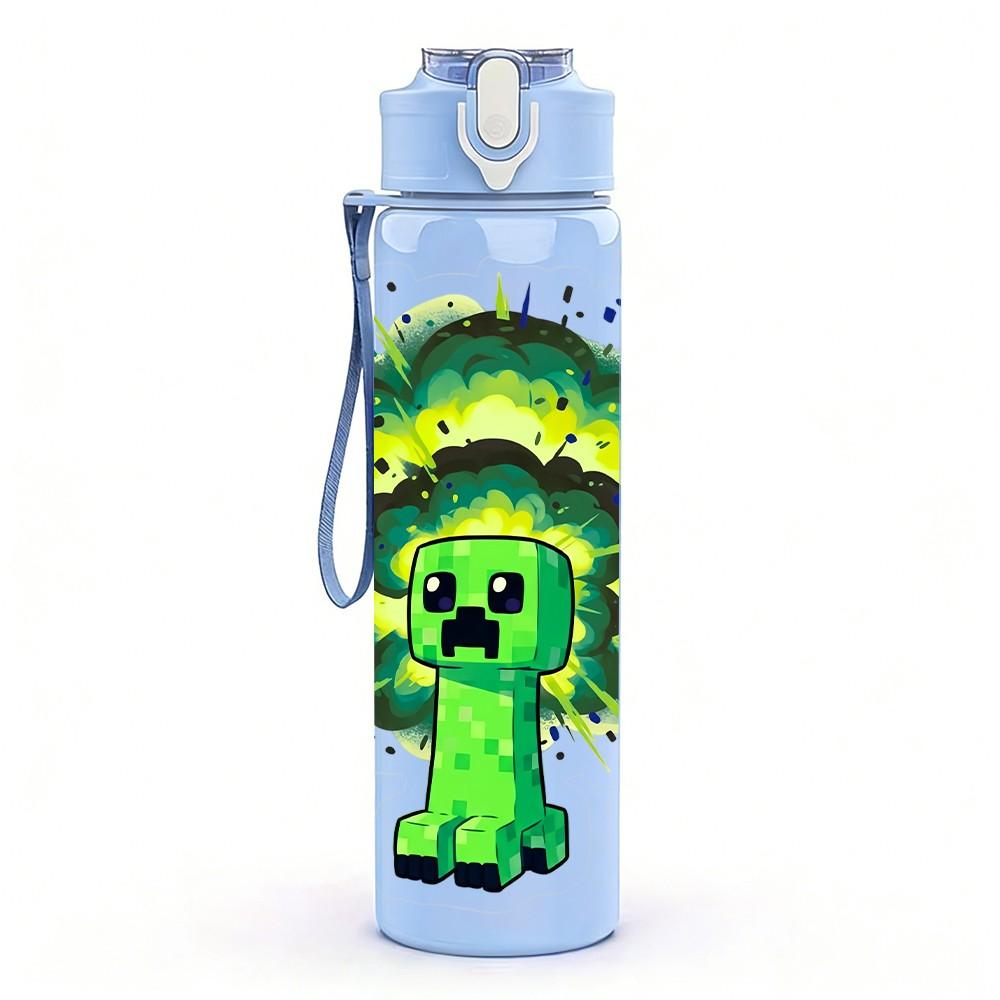 1PC Green Slime Monster Splash Cartoon 750ml Color Plastic Sports Water Bottle Leakproof Flip Straw Lid Suitable for Sports Office Home Use