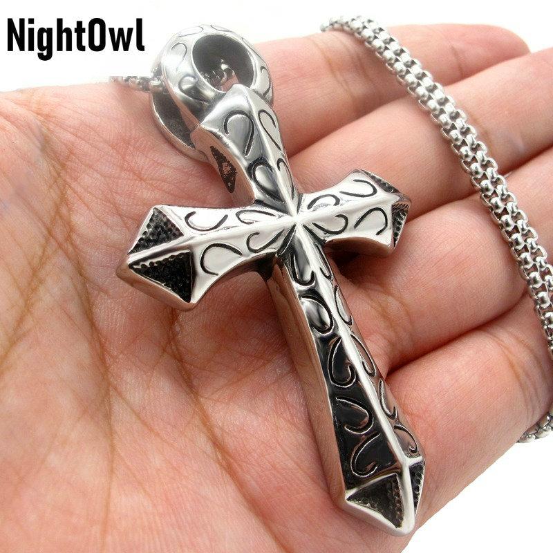 Крутое мужское большое египетское ожерелье с крестом Анкх для мужчин из нержавеющей стали