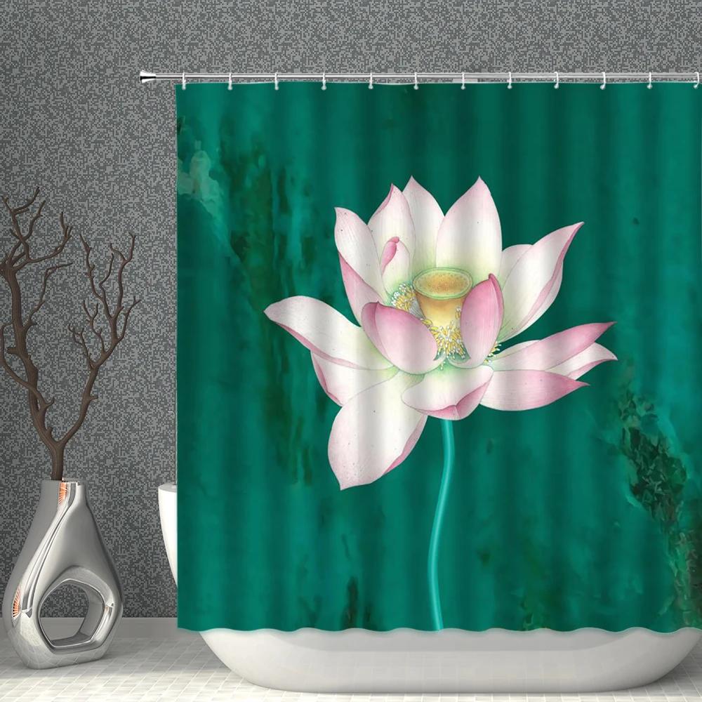 Chinese Style Shower Curtains Waterproof Fabric Flower Bird Eagle Horse Bathroom Curtain With Hooks Bath Screen Home Decoration