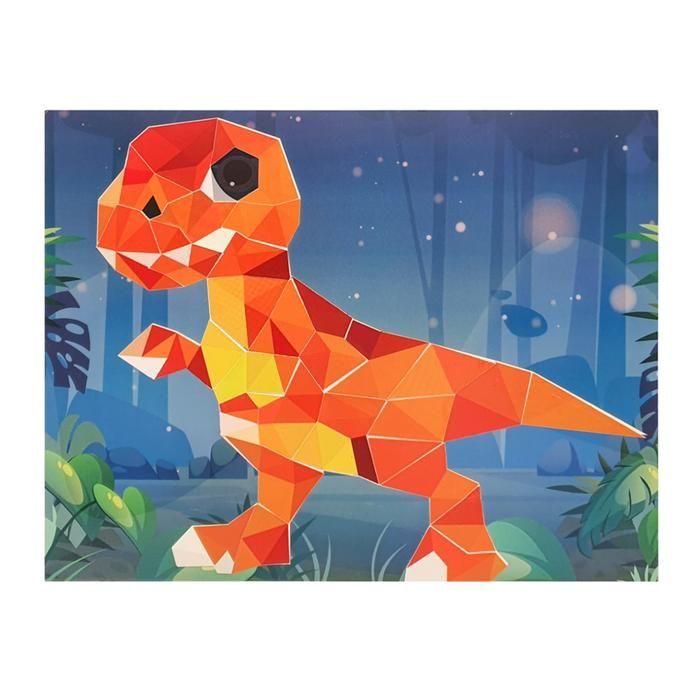 Kit tableaux stickers - MEGACREA DIY - Dinosaures - 2 pièces - A5 - Multicolore