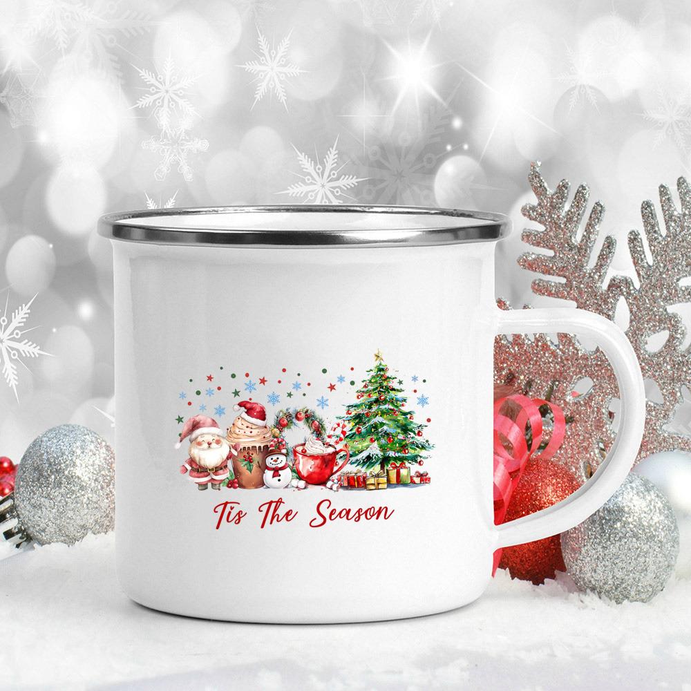 Это Сезон Рождественская Кружка Рождественская Эмаль Чашка Напиток Горячий Какао Сок Кружки Рождественская Вечеринка Напиток Чай Чашки Рождественский Праздничный Подарок
