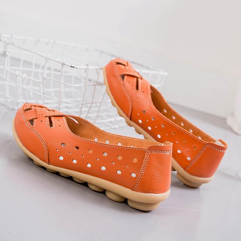 Модная женская обувь на лето, балетки, туфли из мягкой кожи, лоферы слипоны, женская повседневная обувь, дышащие мокасины, медицинский размер 44