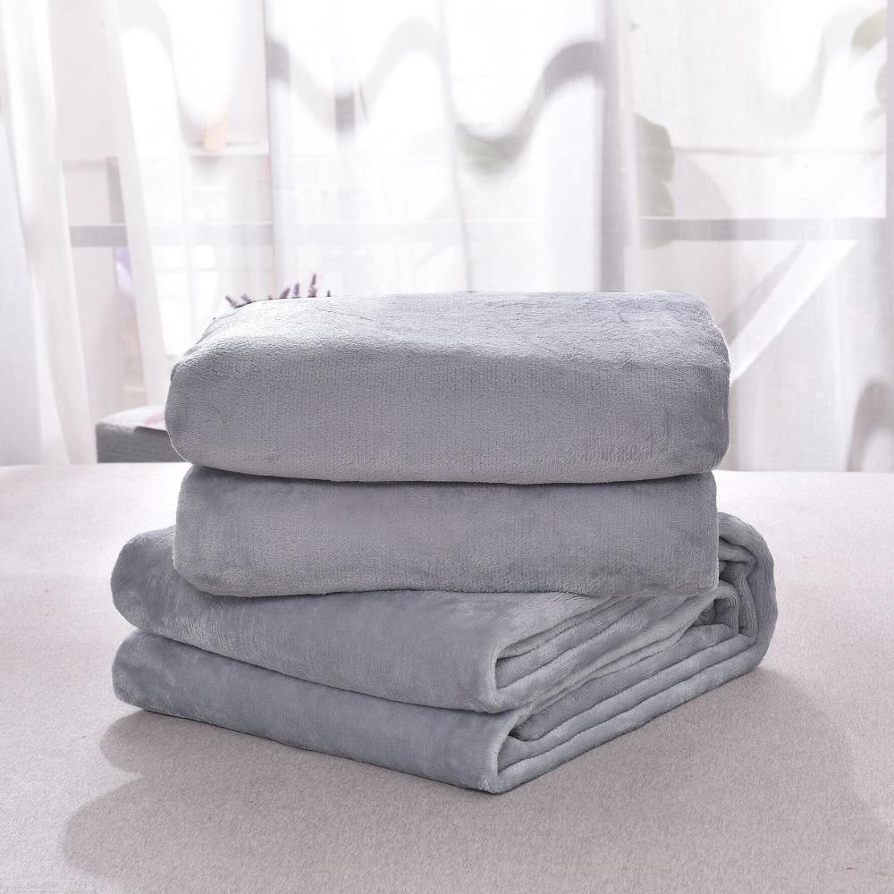 Skin-friendly Flannel Blanket Solid Color Bed Sheet Sofa Blanket Summer Sleep Blanket  Bedroom