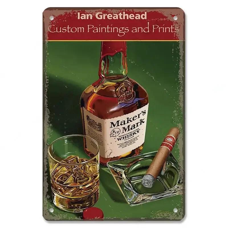 Vintage Bar Whisky Plaque Metal Club Tin Metal Logo Badge Girl Decor Garage Club Bar Men's Cave Bar Cafe Wall Decoration