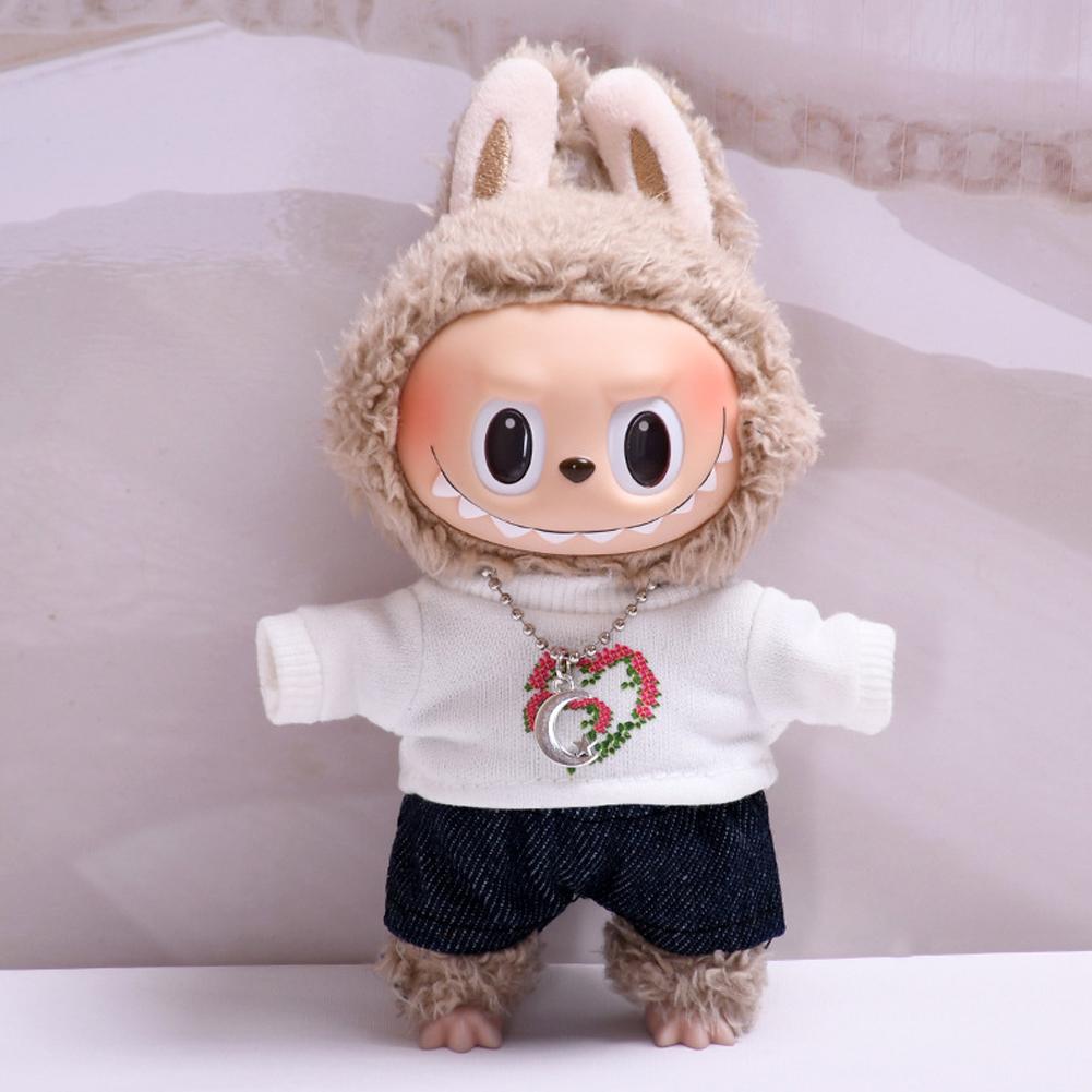 For 17cm Labubu Doll Clothes Fashion Clothes Hoodies Doll Clothes Color Match Hoodies Dolls Accessories Cute Decoration Little Cloths
