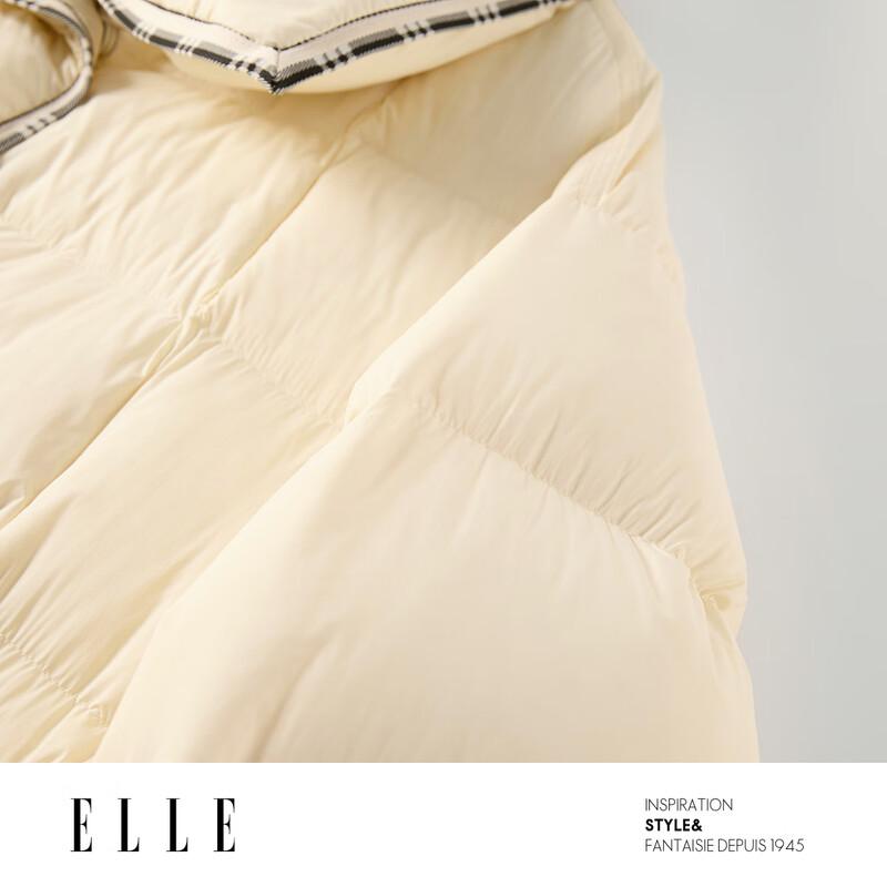 ELLE Пуховик с воротником-стойкой, цветные вставки, 90% гусиный пух