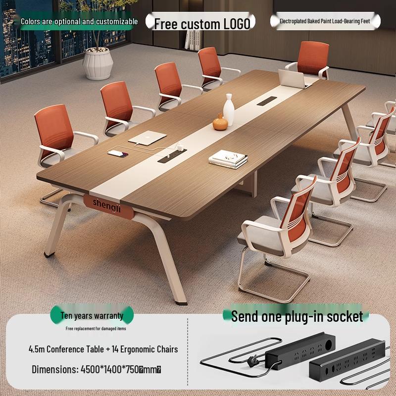 Modern Simple Long Conference Table & Chair Set for Office/Employee Training